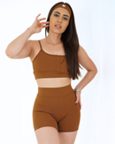 Short Basic Recorte Caramelo